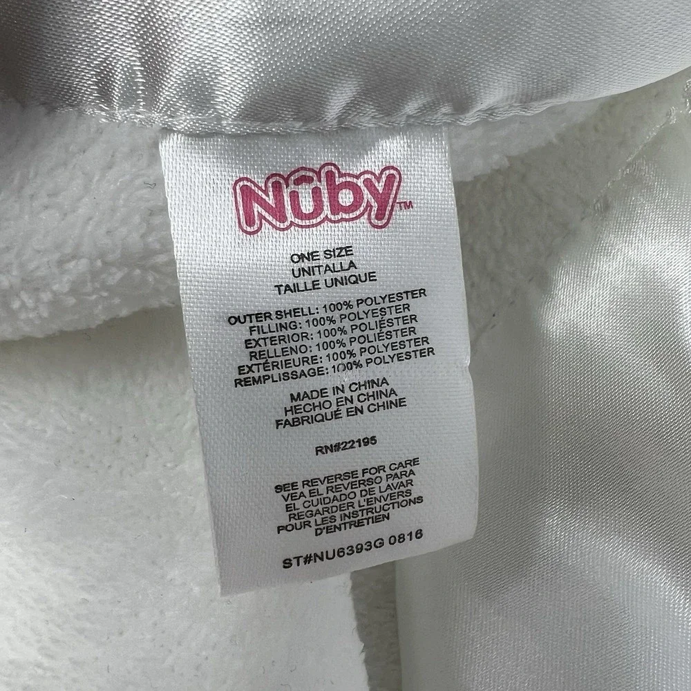 Nuby Security Blanket OS White Dog Plush Satin Trim Puppy Lovey